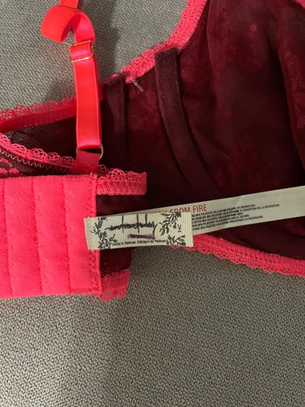 Free People Sheer Lace Underwire Bralette - Pink on Burgundy